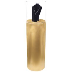 Gold Round Pedestal Display Case with Acrylic Cover